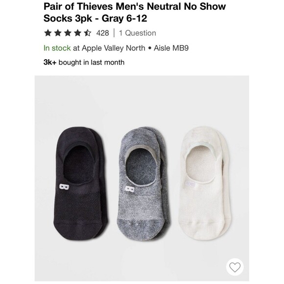 Pair of Thieves  Liner Socks  Unisex  3 Pack - Picture 1 of 10